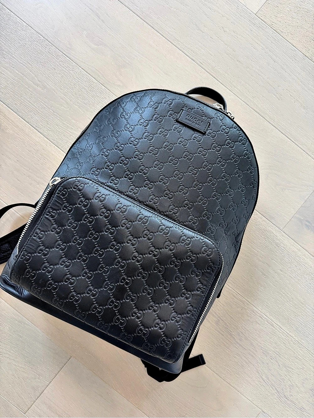 Gucci GG Embossed signature leather mens Backpack Black large